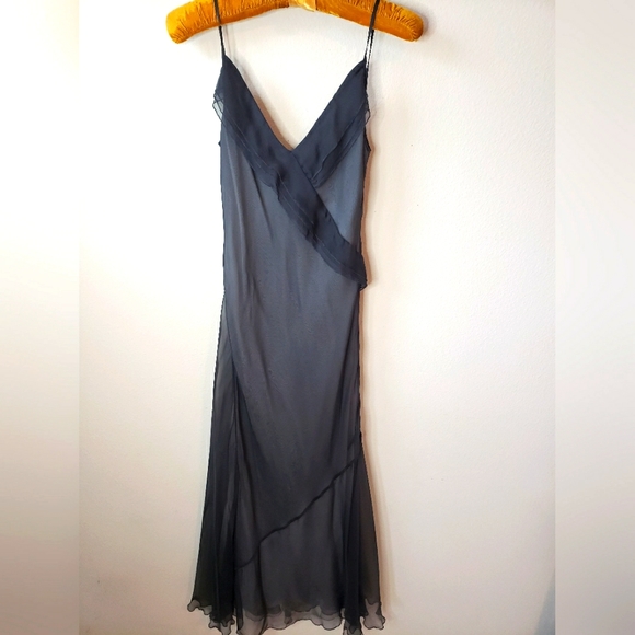Lida baday Dresses & Skirts - Charcoal Slip Midi Dress with Delicate Straps